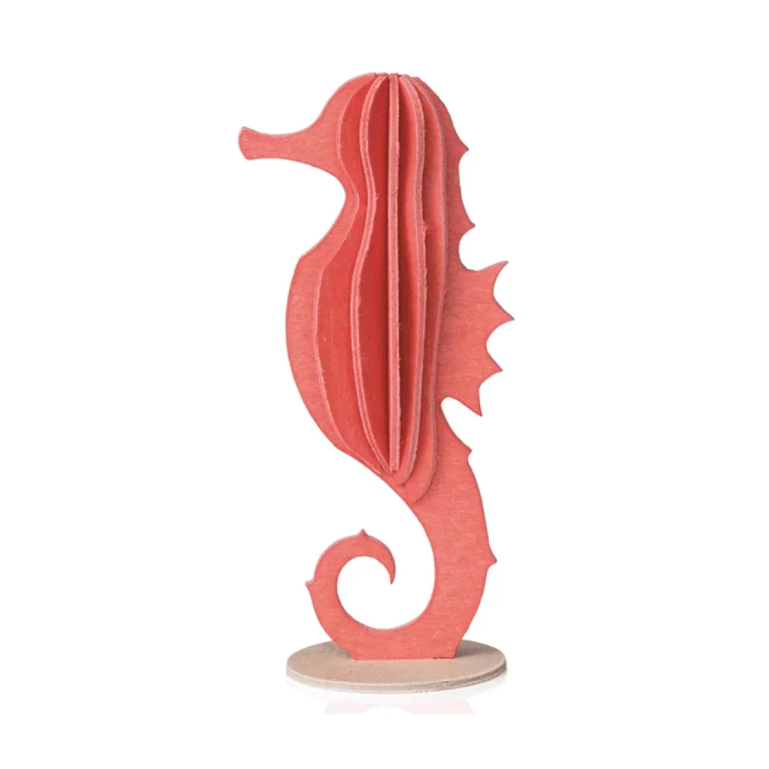 33. Seahorse coral red * 3D puzzle card * LOVI