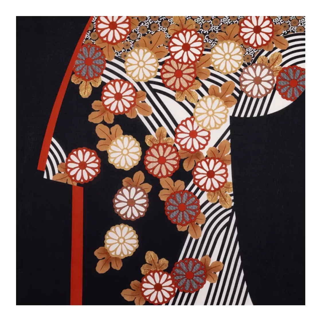 36. Setsugekka Kimono Chrysanthemum On The Flowing Water Black 120 * Musubi