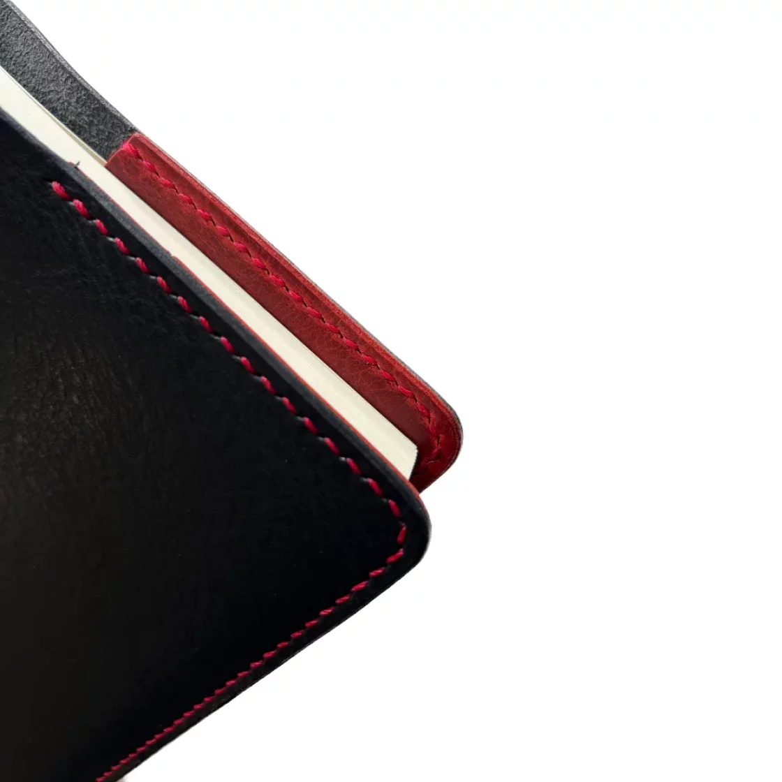 43. Onyx Black/Scarlet Codex Leather Book Cover * Kron Leather