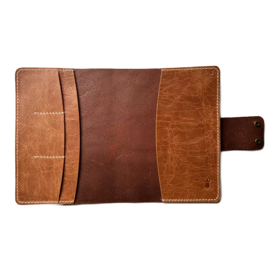 46. Saddle Brown/Cognac A5 Leather Book Cover with clip * Kron Leather