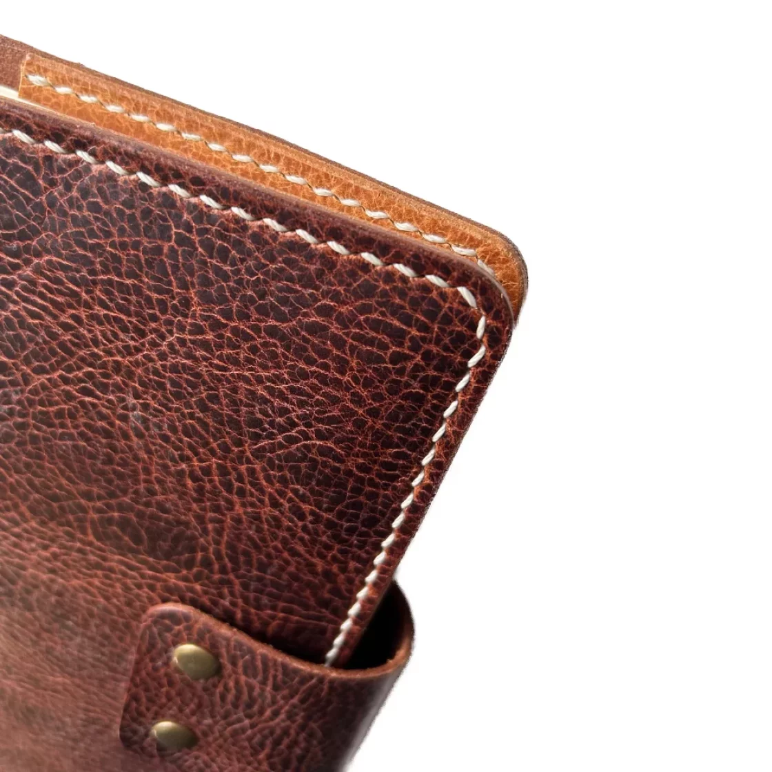 46. Saddle Brown/Cognac A5 Leather Book Cover with clip * Kron Leather