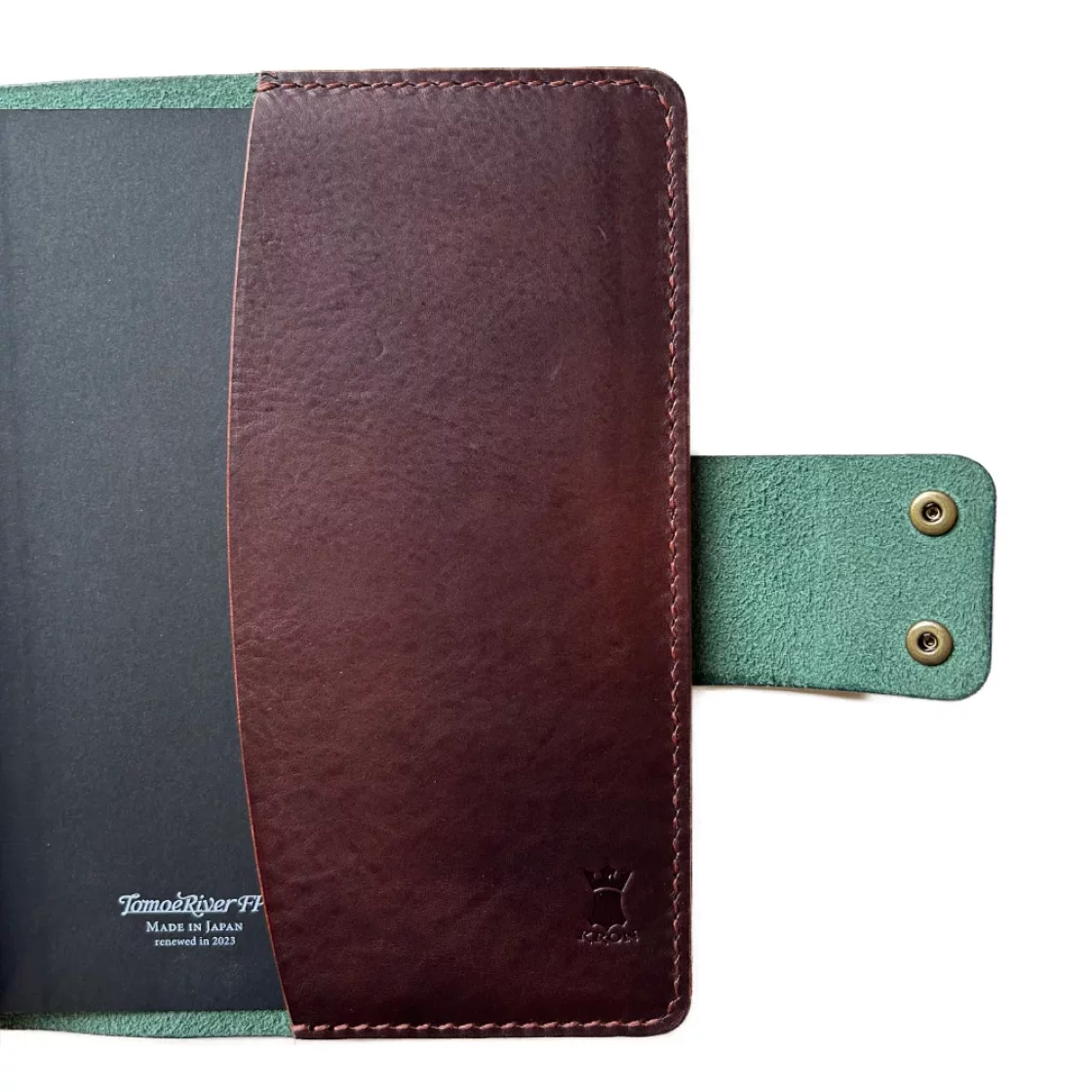 47. Teal/Plum Leather A5 Book Cover with clip * Kron Leather