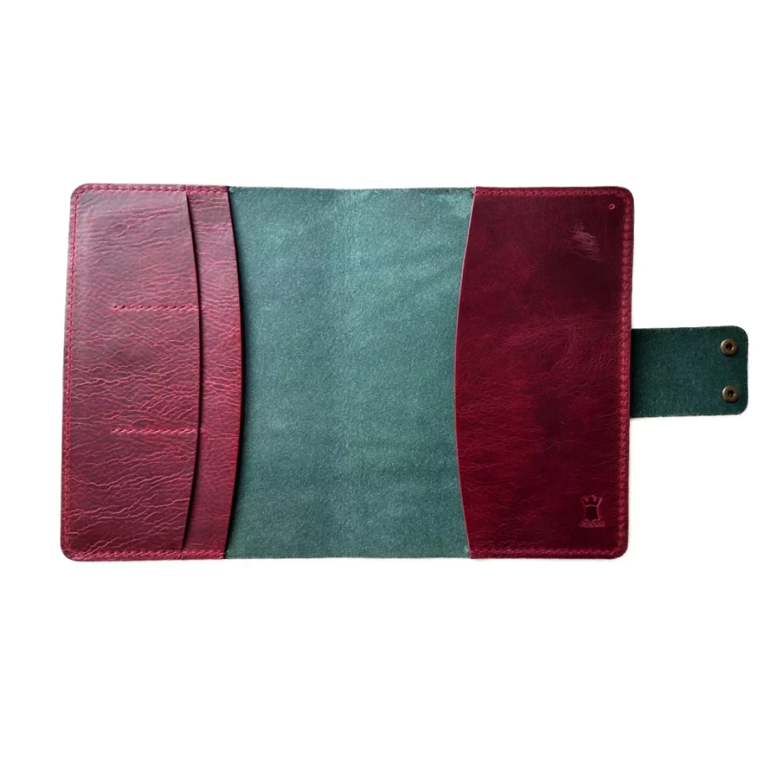 47. Teal/Plum Leather A5 Book Cover with clip * Kron Leather