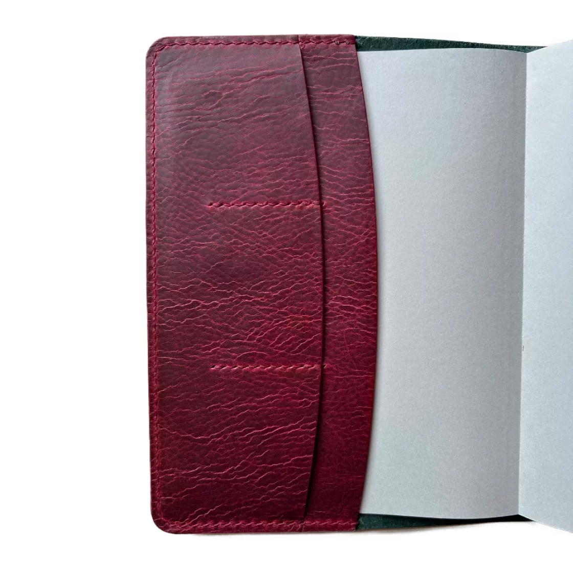 47. Teal/Plum Leather A5 Book Cover with clip * Kron Leather