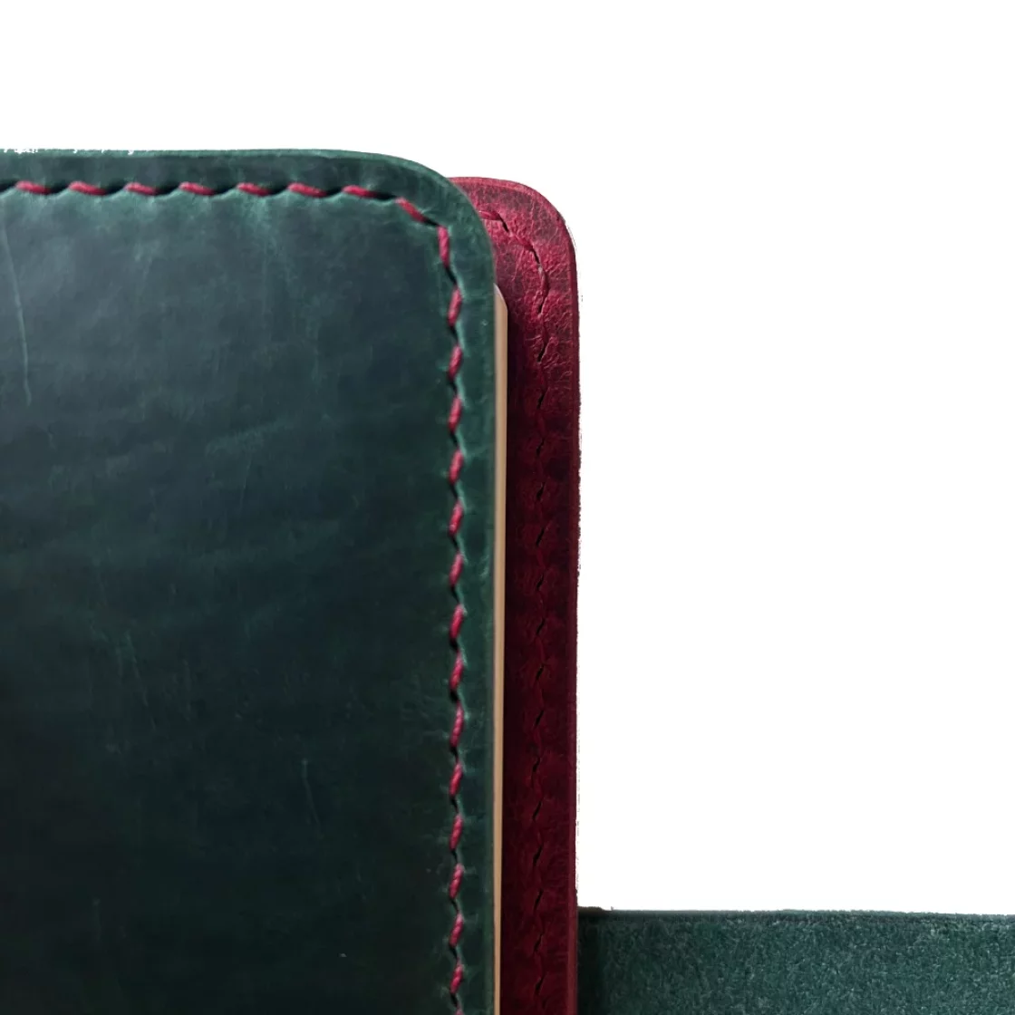 47. Teal/Plum Leather A5 Book Cover with clip * Kron Leather
