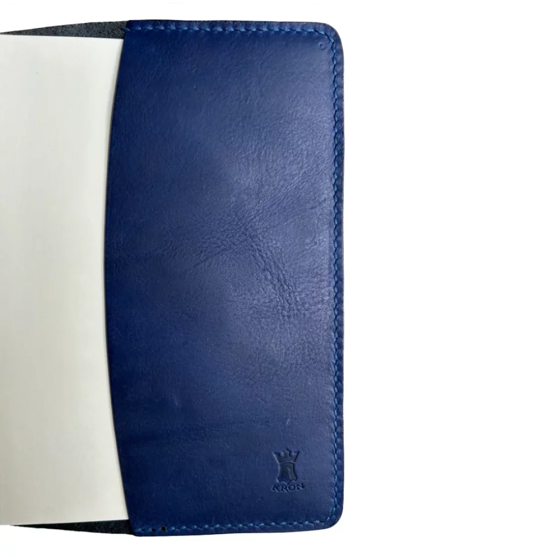48. Onyx Black/Cobalt A5 Leather Book Cover, Elastic Band * Kron