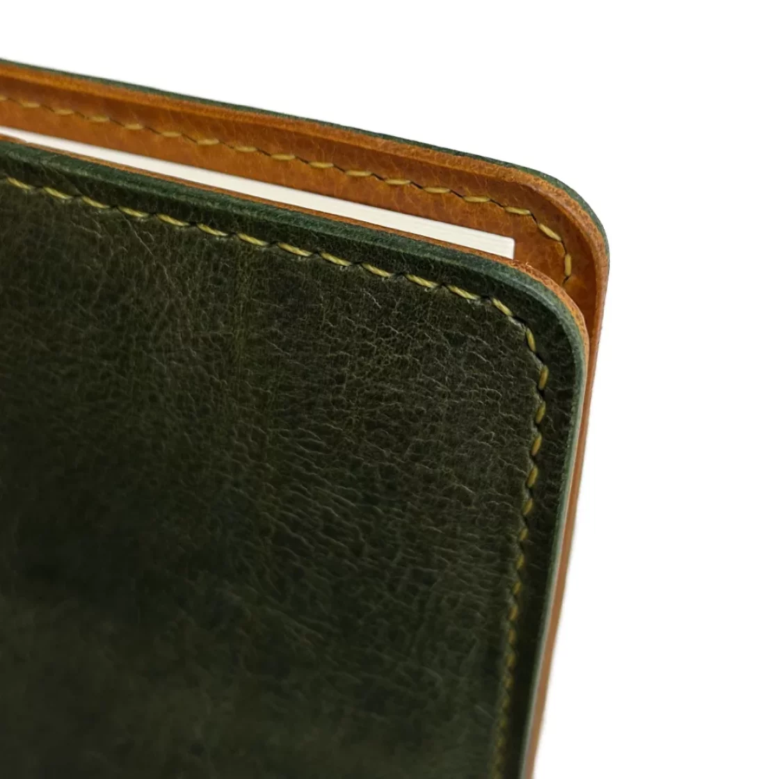 54. Moss green/Saffron A5 Leather book cover * Kron
