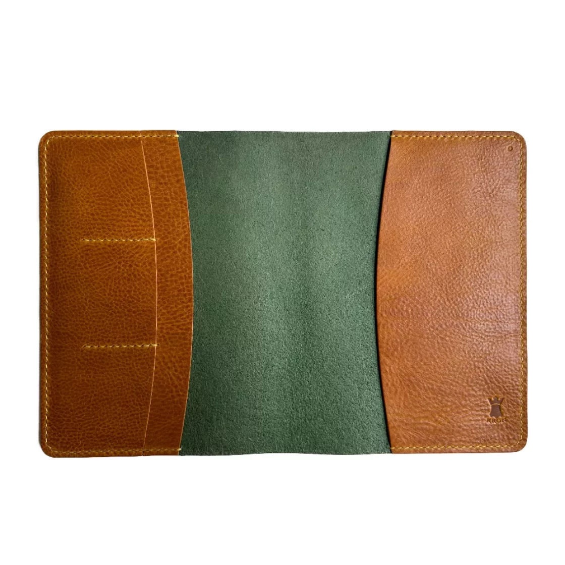 54. Moss green/Saffron A5 Leather book cover * Kron