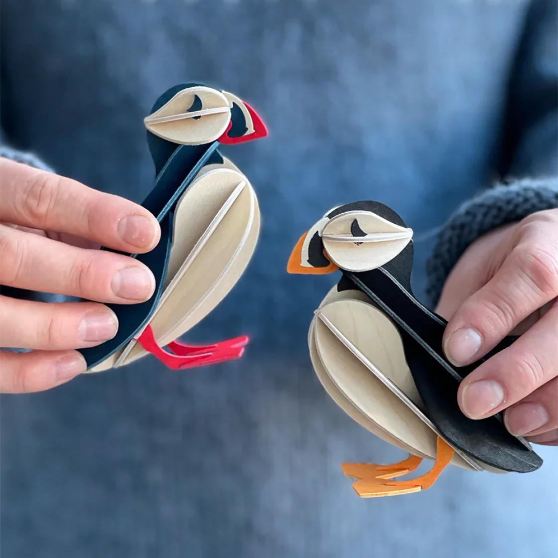 66. Puffin Black * 3D puzzle card * LOVI