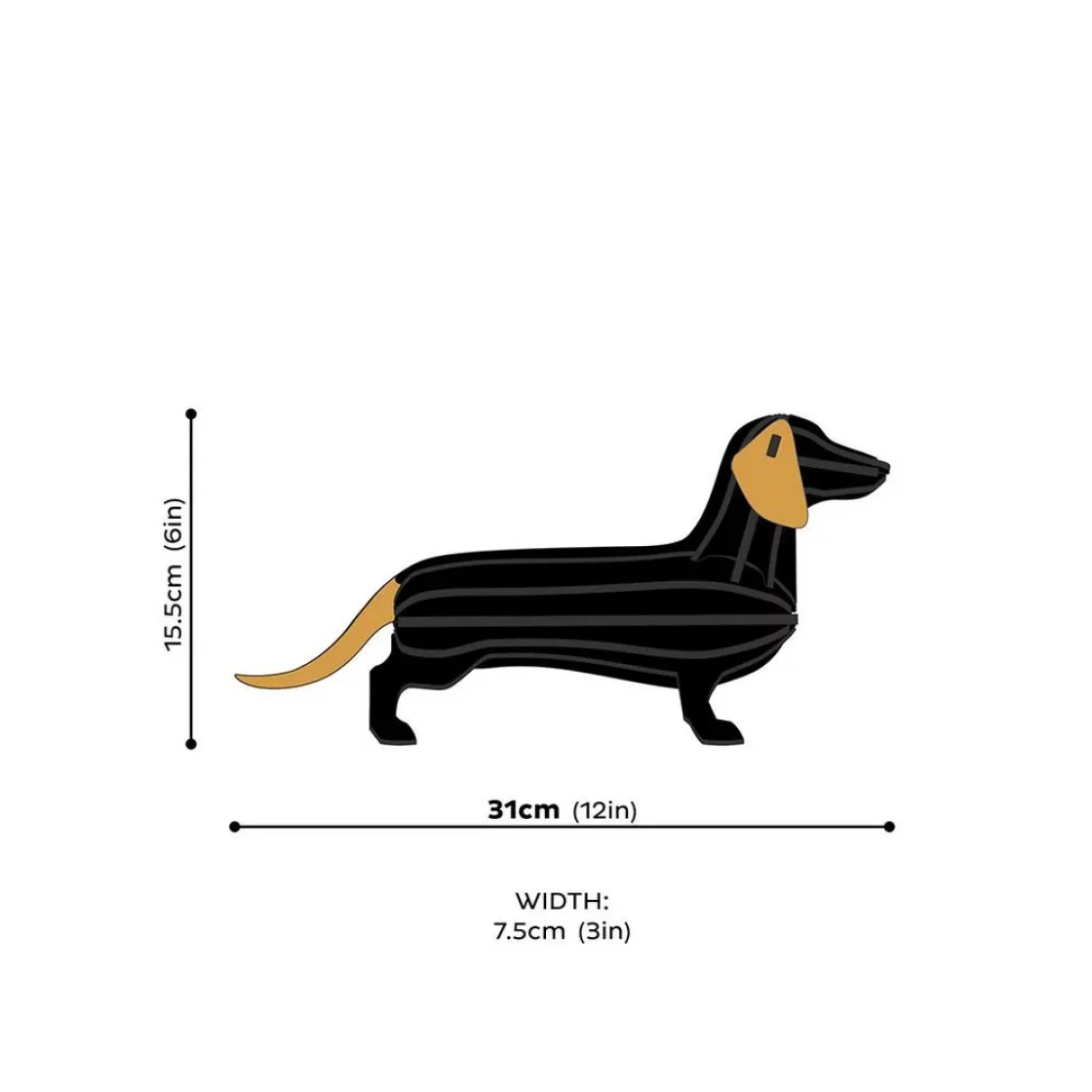 74. Dachshund Large Black * 3D puzzle card * LOVI