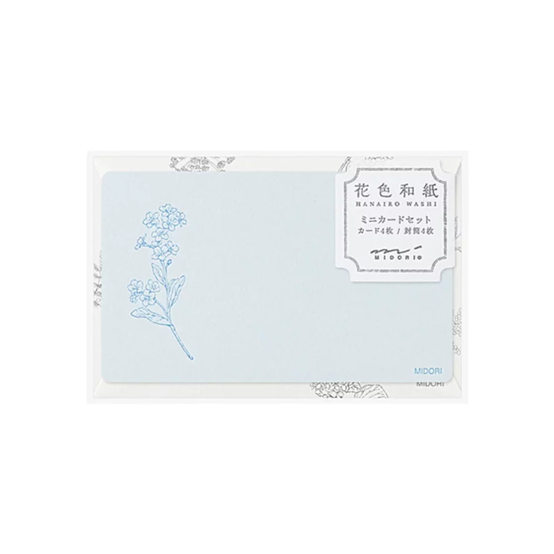 Card Set Floral Washi Blue * Midori