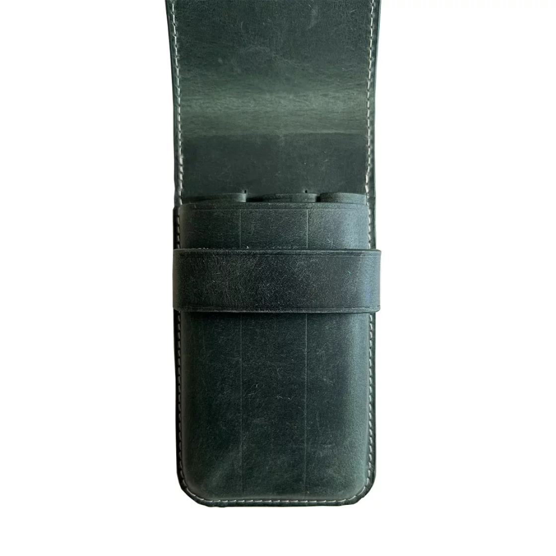 Flap Pen Case 3 pens Crazy Horse Green * Galen Leather