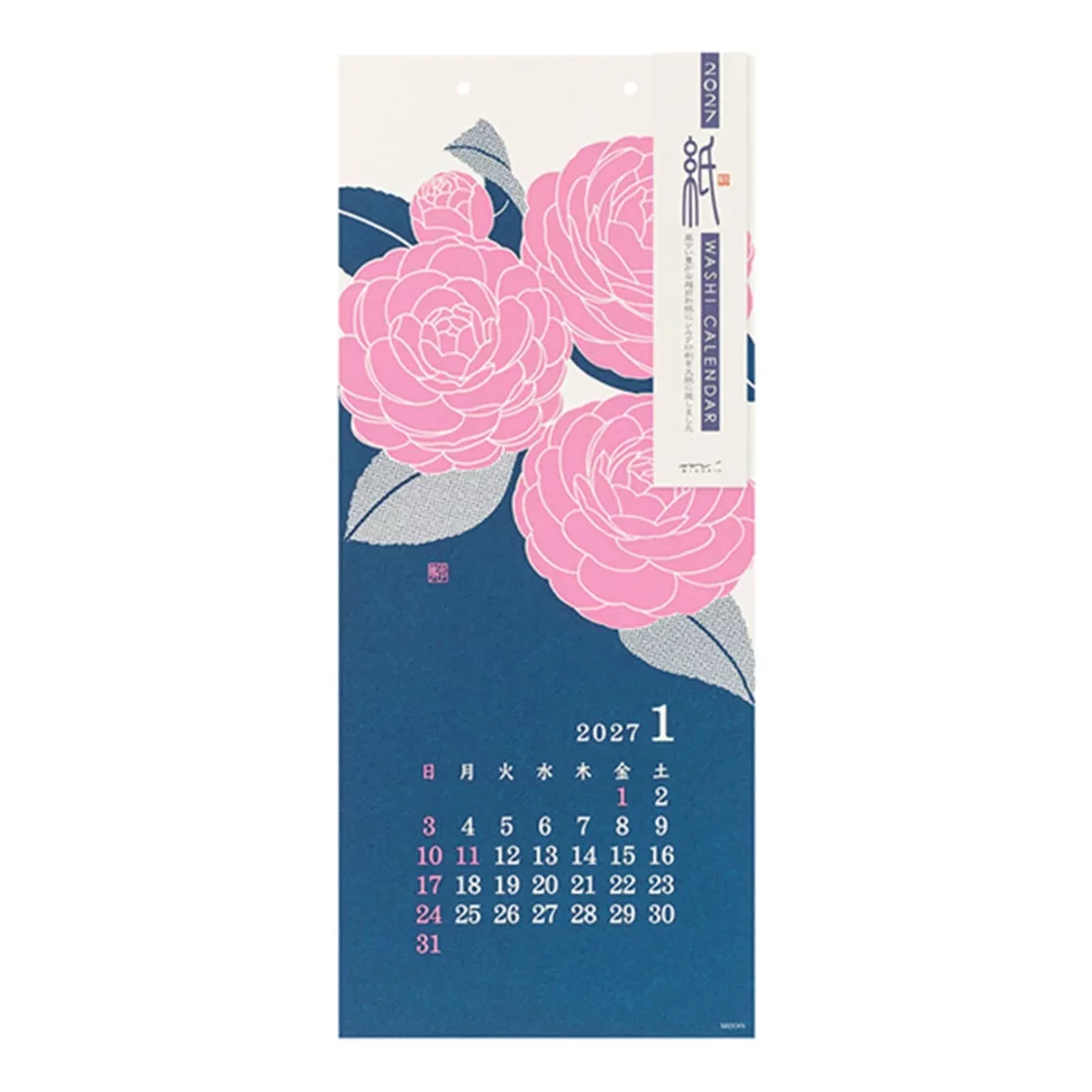 Flower Japanese Wall Calendar 2027 Large, Echizen Paper * Midori