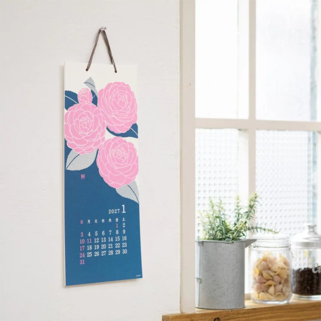 Flower Japanese Wall Calendar 2027 Large, Echizen Paper * Midori