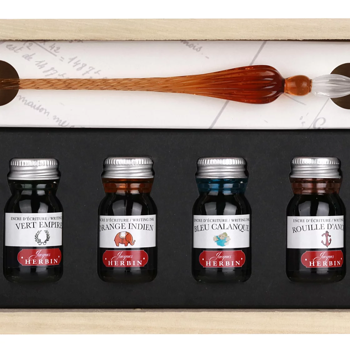 Giftset 6 inks and glass pen * J. Herbin