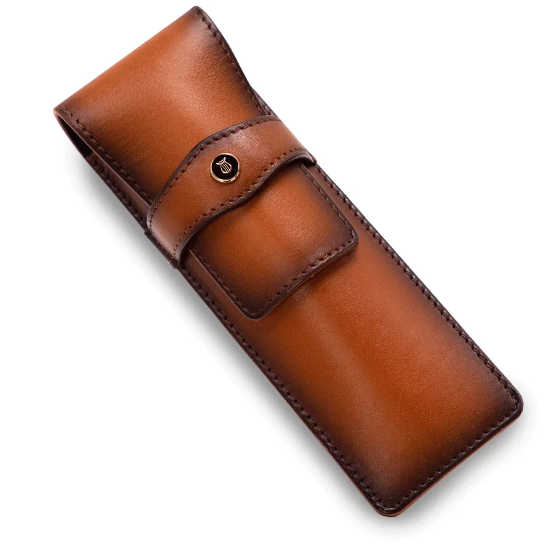 L01. Lapis Bard Double Pen Pouch, Cognac