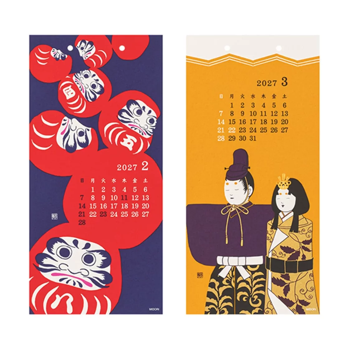Seasonal Tradition Japanese wall calendar 2027 Small, Echizen Paper * Midori