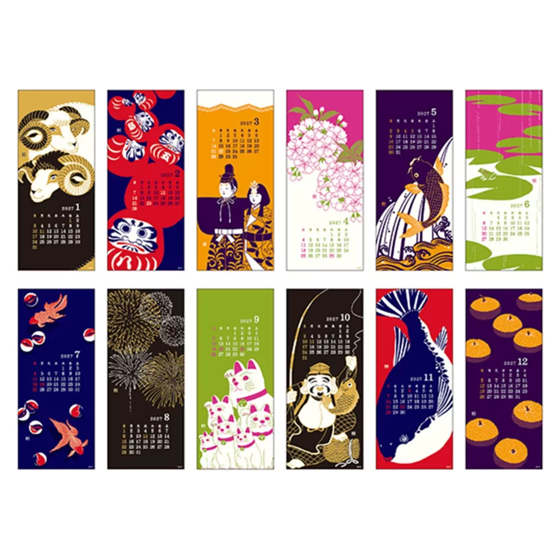 Seasonal Tradition Japanese wandkalender 2027 Large, Echizen Paper * Midori