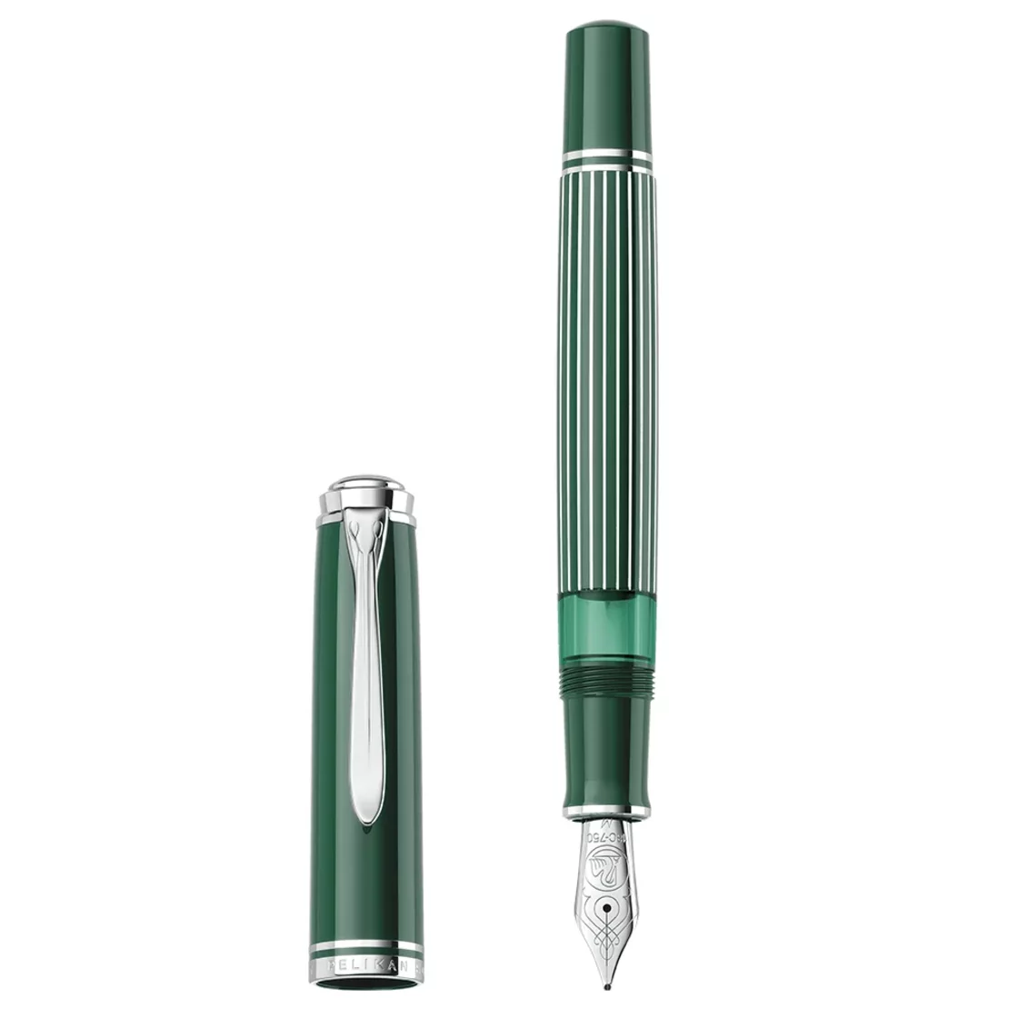 Souverän M815 Metal Striped Green Fountain Pen * Pelikan Special Edition EF