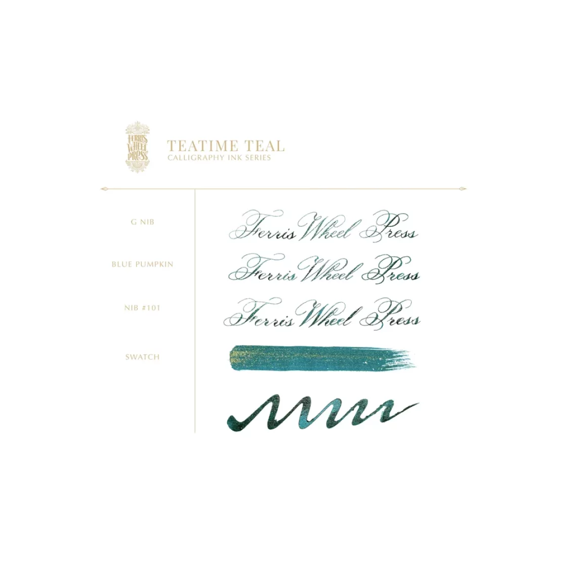 Teatime teal, calligraphy ink 28ml * Ferris Wheel Press