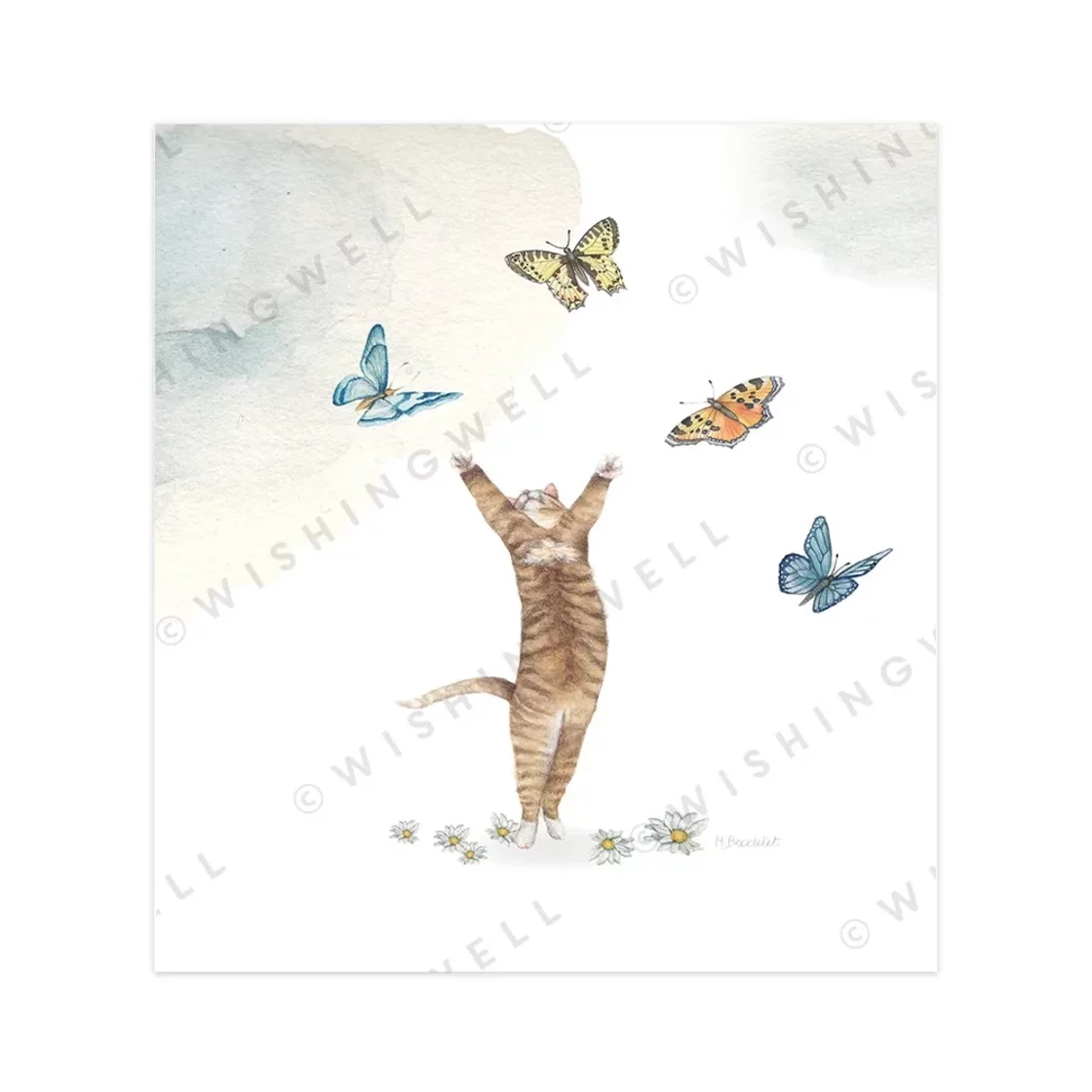 Cat And Butterflies * Wishingwell greeting card