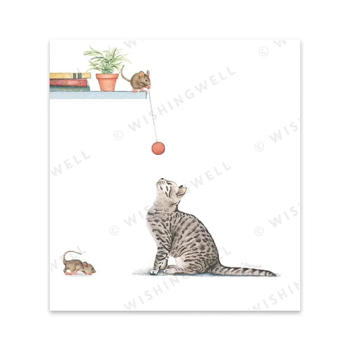 Cat With Mice * Wishingwell greeting card