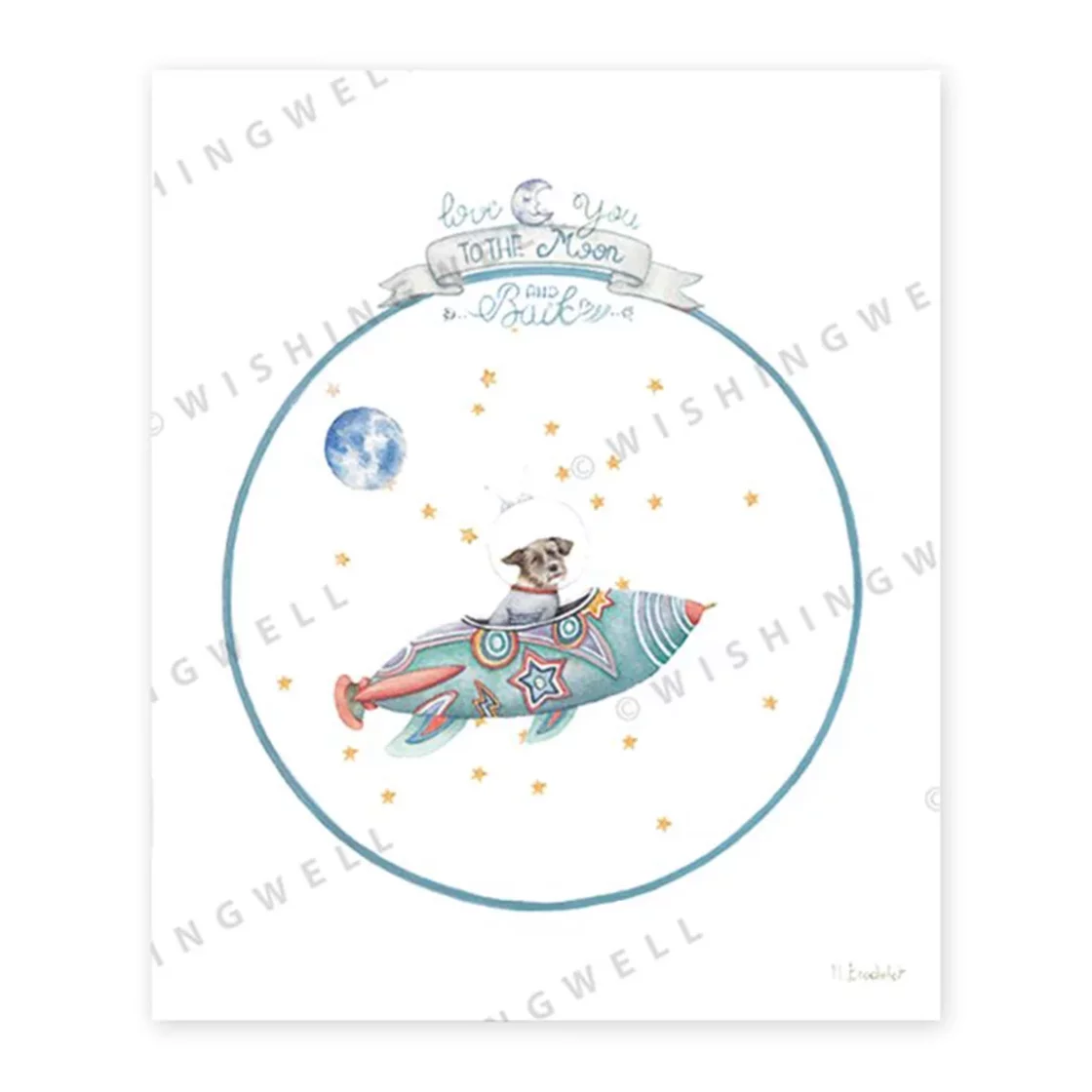 Dog In Space * Wishingwell greeting card